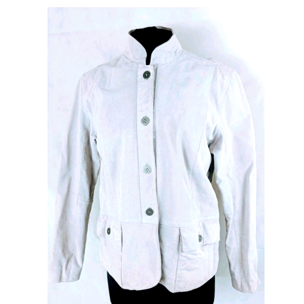 Chicos Suede Leather Jacket Women's 11/12 White